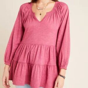 Maeve Isola Tiered Babydoll Top (tee rose) NEW XS